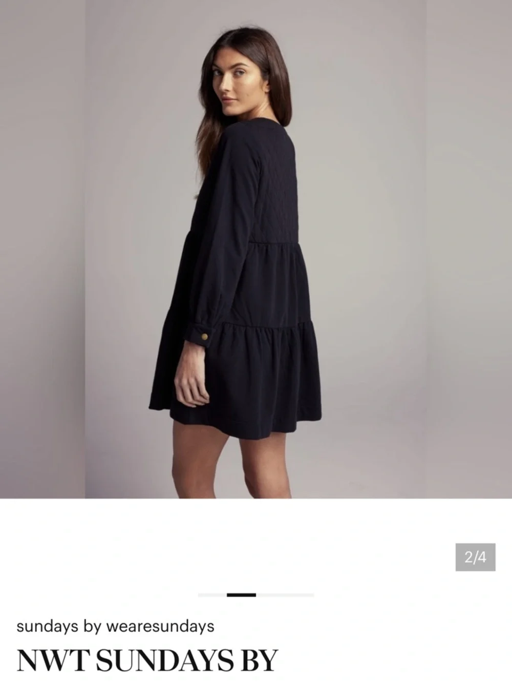 Anthropologie Black Button-Front Mini Dress - Picture 6 of 6
